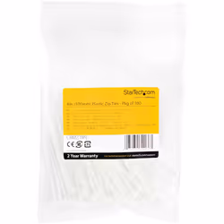StarTech.com Colliers de Serrage 10 cm Blancs - Largeur 2 mm - Diam. faisceau 22 mm - Résistance traction 8 kg - Fermeture glissière autobloquante nylon avec pointe incurvée - 94V-2/UL -100 pcs - Vue supplémentaire 6