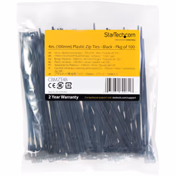 StarTech.com Colliers de Serrage 10 cm Noirs - Largeur 2 mm - Diam. faisceau 22 mm - Résistance traction 8 kg - Fermeture glissière autobloquante nylon avec pointe incurvée - 94V-2/UL -100 pcs - Vue supplémentaire 5