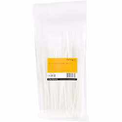 StarTech.com Colliers de Serrage 20 cm Blancs - Largeur 4 mm - Diam. faisceau 55 mm - Résistance traction 22 kg - Fermeture glissière autobloquante nylon avec pointe incurvée - 94V-2/UL -100 pcs - Vue supplémentaire 6