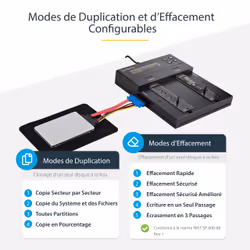 StarTech.com Duplicateur et effaceur autonome M.2 SATA & M.2 NVMe - Cloneur/effaceur HDD/SSD M.2 PCIe AHCI/NVMe, M.2 SATA, 2.5/3.5" SATA - Effaceur/duplicateur de disque dur externe, TAA - Vue supplémentaire 12