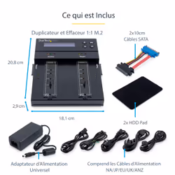 StarTech.com Duplicateur et effaceur autonome M.2 SATA & M.2 NVMe - Cloneur/effaceur HDD/SSD M.2 PCIe AHCI/NVMe, M.2 SATA, 2.5/3.5" SATA - Effaceur/duplicateur de disque dur externe, TAA - Vue supplémentaire 13