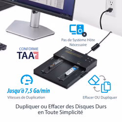StarTech.com Duplicateur et effaceur autonome M.2 SATA & M.2 NVMe - Cloneur/effaceur HDD/SSD M.2 PCIe AHCI/NVMe, M.2 SATA, 2.5/3.5" SATA - Effaceur/duplicateur de disque dur externe, TAA - Vue supplémentaire 9