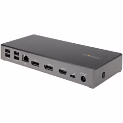 StarTech.com Dock USB-C - Station d'accueil USB Type C Triple Écrans 4K - Alimentation 100W - DP 1.4 Alt Mode & DSC, 2x DisplayPort 1.4/HDMI 2.0 - 6xUSB (2x 10Gbps) - Windows/Chrome