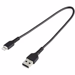 StarTech.com Câble USB-A vers Lightning Noir Robuste 30cm - Câble de Charge/Synchronisation de Type A vers Lightning en Fibre ...