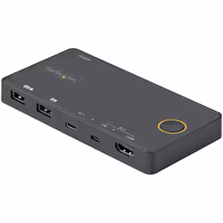 StarTech.com Switch KVM Hybride 2 Ports USB-A + HDMI &amp; USB-C - Écran Unique HDMI 2.0 4K 60Hz - Commutateur KVM Compact HD ...