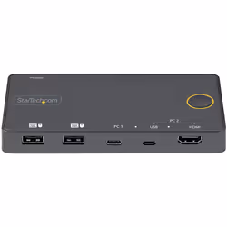 StarTech.com Switch KVM Hybride 2 Ports USB-A + HDMI & USB-C - Écran Unique HDMI 2.0 4K 60Hz - Commutateur KVM Compact HDMI Desktop et/ou Laptop - Alimenté par Bus USB - Compatible Thunderbolt 3