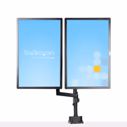 StarTech.com Support Double Écran PC - Bras Double Moniteur VESA - 32" 8kg - Empilables Verticalement - Porte 2 Écrans Hauteur Réglable/Articulé - Fixation Pince/œillet - Vue supplémentaire 7