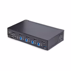 StarTech.com Switch KVM DisplayPort 4 Ports - 8K 60H/4K 144Hz, Écran Unique, DisplayPort 1.4, 2 Ports USB 3.0, 4x USB 2.0 HID, Commutateur KVM, Commutation par Bouton-Poussoir, Conforme TAA - Indépendant de l'OS