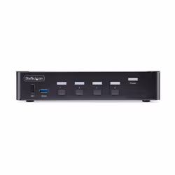 StarTech.com Switch KVM DisplayPort 4 Ports - 8K 60H/4K 144Hz, Écran Unique, DisplayPort 1.4, 2 Ports USB 3.0, 4x USB 2.0 HID, Commutateur KVM, Commutation par Bouton-Poussoir, Conforme TAA - Indépendant de l'OS