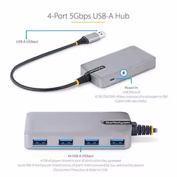 StarTech.com Hub USB 4 Ports - USB 3.0 5Gbps, Alimenté par Bus - Hub USB-A vers 4x USB-A avec entrée d'alimentation auxiliaire en option - Hub USB 3.0 pour PC Portable avec Câble de 30 cm - Hub USB Portable - Vue supplémentaire 7