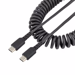 StarTech.com Câble de Charge USB-C de 50cm - Adaptateur USB-C vers USB-C Enroulé à Usage Intesif - Câble Thunderbolt 3 en Fib ...
