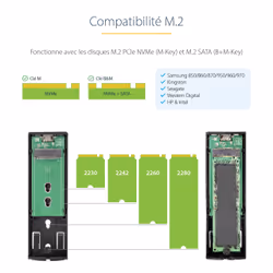 StarTech.com Boîtier Externe SSD M.2 NVMe/SATA - Boîtier Disque Dur SSD M.2 PCIe/SATA - Boîtier SSD M.2 - Boîtier pour SSD M.2 avec Câbles Hôtes USB-C et USB A - Boîtier M.2 NVMe Compatible 2230/2242/2260/2280 - Vue supplémentaire 13