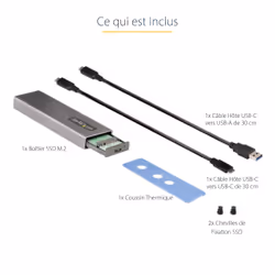 StarTech.com Boîtier Externe SSD M.2 NVMe/SATA - Boîtier Disque Dur SSD M.2 PCIe/SATA - Boîtier SSD M.2 - Boîtier pour SSD M.2 avec Câbles Hôtes USB-C et USB A - Boîtier M.2 NVMe Compatible 2230/2242/2260/2280 - Vue supplémentaire 15