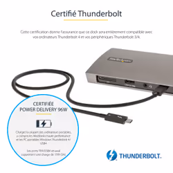 StarTech.com Dock Thunderbolt 4 - Hub Thunderbolt 4 96W Power Delivery - Moniteur unique 8K/Double moniteurs 4K 60Hz - Docking Station Thunderbolt 4 3xTB4/USB4/4xUSB-A/SD/GbE - Station d'Accueil Thunderbolt 4 - Vue supplémentaire 10
