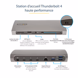 StarTech.com Dock Thunderbolt 4 - Hub Thunderbolt 4 96W Power Delivery - Moniteur unique 8K/Double moniteurs 4K 60Hz - Docking Station Thunderbolt 4 3xTB4/USB4/4xUSB-A/SD/GbE - Station d'Accueil Thunderbolt 4 - Vue supplémentaire 9