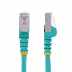 StarTech.com Câble Ethernet CAT6a 5m - Low Smoke Zero Halogen (LSZH) - 10 Gigabit 500MHz 100W PoE RJ45 S/FTP Cordon de Raccordement Réseau Snagless Turquoise avec Décharge de Tension