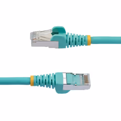 StarTech.com Câble Ethernet CAT6a 5m - Low Smoke Zero Halogen (LSZH) - 10 Gigabit 500MHz 100W PoE RJ45 S/FTP Cordon de Raccordement Réseau Snagless Turquoise avec Décharge de Tension