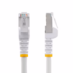 StarTech.com Câble Ethernet CAT6a 2m - Low Smoke Zero Halogen (LSZH) - 10 Gigabit 500MHz 100W PoE RJ45 S/FTP Cordon de Raccordement Réseau Snagless Blanc avec Décharge de Tension