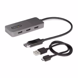 StarTech.com Hub MST à 3 Ports - DisplayPort vers 3x HDMI, Trois Moniteurs 4K 60Hz, Adaptateur Vidéo Multi-Moniteur DP 1.4, Câble Intégré de 30 cm, Alimentation USB, Windows Uniquement - Vue supplémentaire 7