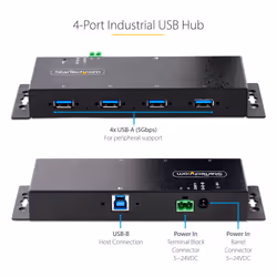StarTech.com Hub USB 3.0 5Gbps à 4 Ports Industriel - Hub USB pour PC Portable avec Protection contre les Surtensions - Splitter USB 3.0 Montable sur Mur - Station de Charge USB à Verrouillage, Gros Calibre - Vue supplémentaire 9
