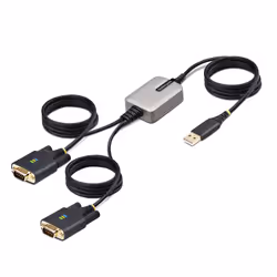 StarTech.com 2P6FFC-USB-SERIAL, USB-A, 2 x DB-9 RS-232, 4 m, Noir, Gris