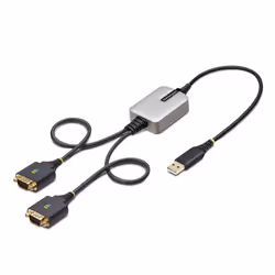 StarTech.com 2P1FFC-USB-SERIAL, USB-A, 2 x DB-9 RS-232, 0,6 m, Noir, Gris