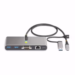 StarTech.com Hub USB-C à 2 Ports USB-A avec Ethernet et RS-232, Dongle USB-C vers USB-A, 100W PD Pass-Through, 2x USB-A 5Gbps, Gigabit Ethernet, Série RS232 (FTDI)