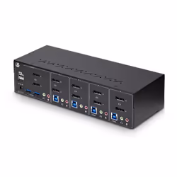 StarTech.com Switch KVM 4 Ports DisplayPort pour Deux Moniteurs, KVM 4K 60Hz, 2 Ports USB 5Gbps, 2 Ports USB 2.0 HID, Commutateur KVM avec Commutation par Touches et Boutons, Conforme TAA - Audio 3,5 mm, HDCP