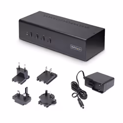 StarTech.com Switch KVM 4 Ports DisplayPort pour Deux Moniteurs, KVM 4K 60Hz, 2 Ports USB 5Gbps, 2 Ports USB 2.0 HID, Commutateur KVM avec Commutation par Touches et Boutons, Conforme TAA - Audio 3,5 mm, HDCP - Vue supplémentaire 7