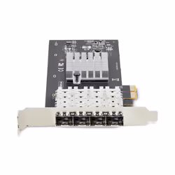 StarTech.com Carte Réseau GbE SFP à 4 Port, PCIe 2.0 x2, Intel I350-AM4, Carte Contrôleur 4x 1GbE, 1000BASE Cuivre/Fibre Optique, Carte Réseau Gigabit Ethernet NIC, Backplanes Serveur/PC - Compatible Windows/Linux