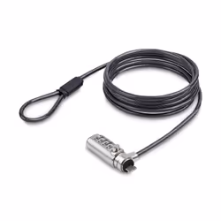 StarTech.com SNANOC4D-LAPTOP-LOCK, 2 m, Kensington, Verrouillage à combinaison, Plastique, Acier, Noir, Argent