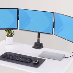StarTech.com Support de Bureau pour 3 Écrans 27", VESA 75x75/100x100, Bras Articulé Réglable sans Outils, Pince en C/Passe-Fil, Support d'Écrans 27 pouces, Bras pour Moniteur Assisté par Ressort - Vue supplémentaire 10