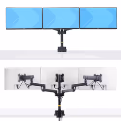 StarTech.com Support de Bureau pour 3 Écrans 27", VESA 75x75/100x100, Bras Articulé Réglable sans Outils, Pince en C/Passe-Fil, Support d'Écrans 27 pouces, Bras pour Moniteur Assisté par Ressort