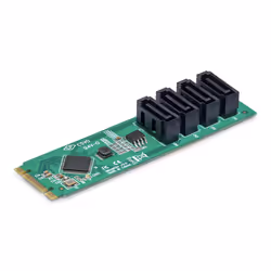 StarTech.com Carte Adaptateur M.2 vers SATA à 4 Ports, Carte Extension M.2 PCIe 3.0 vers HDD/SSD SATA, Chipset ASM1064, M.2 N ...