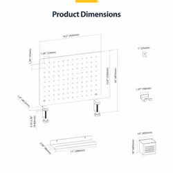 StarTech.com Panneau Perforé à Pinces avec Accessoires, 42 x 32cm, Panneau Perforé en Acier, Organisateur de Rangement de Bureau, Panneau Perforé à Fixer sur un Bureau, Noir - Vue supplémentaire 2