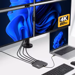 StarTech.com QUAD-USB-HDMI-ADAPT station d'accueil Avec fil USB 3.2 Gen 1 (3.1 Gen 1) Type-C Gris - Vue supplémentaire 4