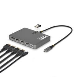 StarTech.com QUAD-USB-DP-ADAPT station d'accueil Avec fil USB 3.2 Gen 1 (3.1 Gen 1) Type-C Gris