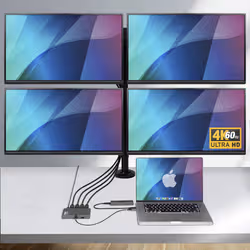 StarTech.com QUAD-USB-DP-ADAPT station d'accueil Avec fil USB 3.2 Gen 1 (3.1 Gen 1) Type-C Gris - Vue supplémentaire 3