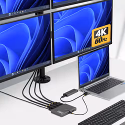 StarTech.com QUAD-USB-DP-ADAPT station d'accueil Avec fil USB 3.2 Gen 1 (3.1 Gen 1) Type-C Gris - Vue supplémentaire 4