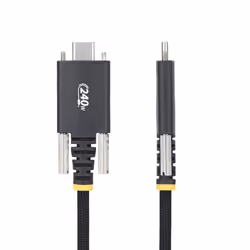 StarTech.com Câble de Charge USB-C de 3m, Verrouillage par Vis Latérale, 240 W (5A) PD EPR, Gaine en Silicone avec Nylon Tressé, Câble de Charge USB 2.0, Certifié USB-IF, Cordon de Charge USB-C Robuste