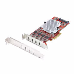 StarTech.com P10Q4C-USB-CARD-LP, PCIe, USB 3.2 Gen 2 (3.1 Gen 2), PCI 3.0, SATA 15 broches, Rouge, ASMedia - ASM3142 x4, ASMe ...