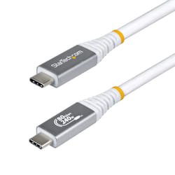 StarTech.com Câble USB4 de 1,5m, 80 Gbit/s, Câble USB-C Certifié USB-IF, 240 W PD, 8K 120 Hz/4K 240 Hz DP2.1 DP80, Gaine en TPE, Compatible Thunderbolt 4 - Cordon USB-C Blanc
