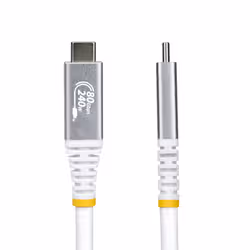 StarTech.com Câble USB4 de 1,5m, 80 Gbit/s, Câble USB-C Certifié USB-IF, 240 W PD, 8K 120 Hz/4K 240 Hz DP2.1 DP80, Gaine en TPE, Compatible Thunderbolt 4 - Cordon USB-C Blanc - Vue supplémentaire 2