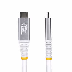 StarTech.com Câble USB4 de 50cm, 80 Gbit/s, Câble USB-C Certifié USB-IF, 240 W PD, 8K 120 Hz/4K 240 Hz DP2.1 DP80, Gaine en TPE, Compatible Thunderbolt 4 - Cordon USB-C Blanc - Vue supplémentaire 2