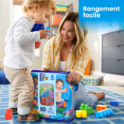 MEGA BLOKS - Sac de Construction Bleu 60 Pièces - First Builders - Vue supplémentaire 13