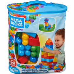 MEGA BLOKS - Sac de Construction Bleu 60 Pièces - First Builders - Vue supplémentaire 59