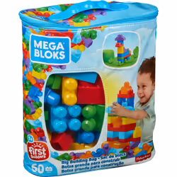 MEGA BLOKS - Sac de Construction Bleu 60 Pièces - First Builders - Vue supplémentaire 61