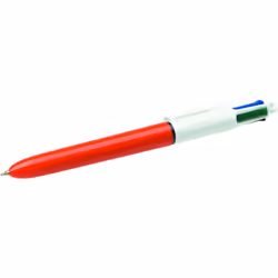 BIC 4-Color, Stylo à bille rétractable avec clip, Rechargeable, Noir, Bleu, Vert, Rouge, Fin