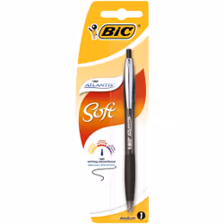 BIC Stylo à bille rechargeable & rétractable à pointe moyenne, Stylo à bille rétractable avec clip, Noir, 1 pièce(s), Moyen