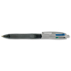 BIC 4 Colours Grip PRO Noir, Bleu, Vert, Rouge Stylo à bille rétractable avec clip Moyen 12 pièce(s)